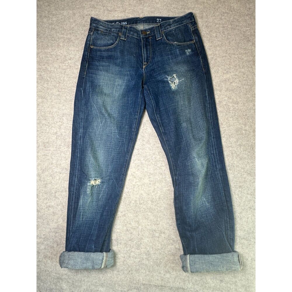 J.Crew Vintage Slim Jeans Womens 27 Distressed Dark Wash Denim Boyfriend Cotton - Picture 2 of 11